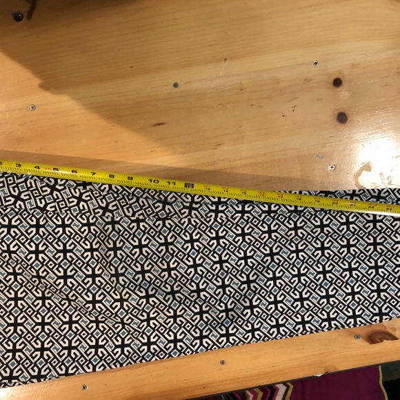 Joe Fresh, preppy party pants, cuffed crops, size 10,  white, navy & turquoise - Picture 5 of 7